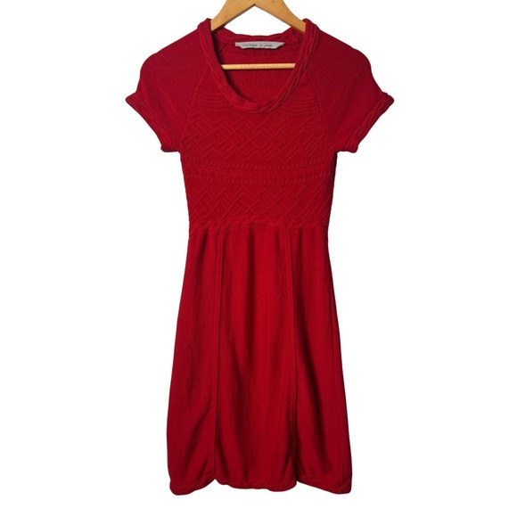 Athleta Dresses & Skirts - Athleta Alta Sweater Dress XS Red Organic Cotton Wool Braided Twee Collegiate